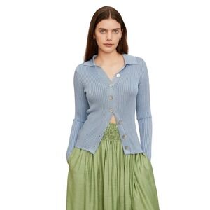 NWT Vince. Ribbed Collar Cardigan Sweater Riviera Blue Medium